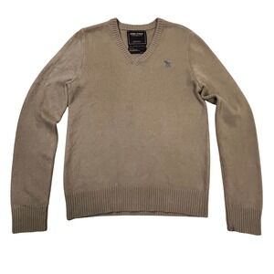 Y2K Ezra Fitch Abercrombie Fitch Tan 100% Cashmere V-Neck Sweater Tan Old Money